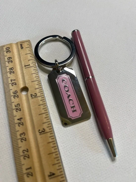 COACH Pink and Silver Key Ring and Coach Pink Pen Set - Picture 3 of 6